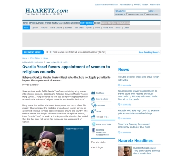 http://www.haaretz.com/print-edition/news/ovadia-yosef-favors-appointment-of-women-to-religious-councils-1.362407