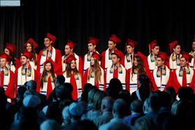 De Toledo High School graduation 2014: Male and Female graduates wearing prayer shawls