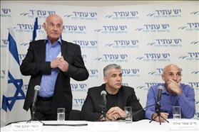 Press conference of Yeshatid after approval criminal sanctions in Shaked committee. Ofer Shelah, Yair Lapid, Jacob Perry. 20.02.14, Photo: Gideon Markowitz, Flash 90 Press conference of Yeshatid after approval criminal sanctions in Shaked committee. Ofer Shelah, Yair Lapid, Jacob Perry. 20.02.14, Photo: Gideon Markowitz, Flash 90