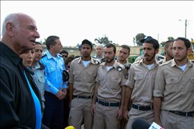 Minister Yaakov Peri of Yesh Atid, chair of the Committee for Implementing Equality in Sharing the Burden, meets ultra-Orthodox soldiers on an Israeli Air Force base. Photo: Yosi Zeliger/Flash90