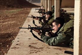 Haredi Netzah Yehuda Battalion soldiers at a firing range. 24.2.2012. Photograph: Nahumi  Ya'akov, Flash 90.