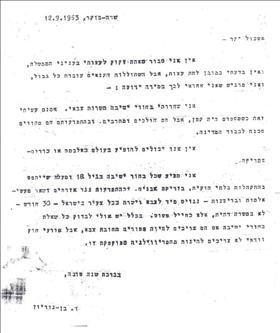 Letter from Ben-Gurion to Eshkol about yeshiva army exemptions